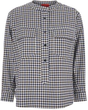 ..,merci Flap Pockets Check Shirt - Blue