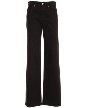 Just Cavalli Logo-Patch Wide-Leg Jeans - Black