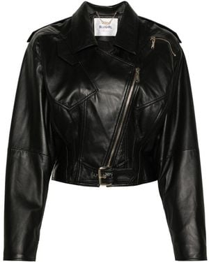 Blugirl Blumarine Rhinestone-Embellished Leather Jacket - Black