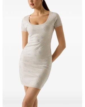 Guess Wool Blend Rhinestones Dress - White