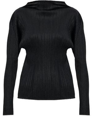 Pleats Please Issey Miyake Pleated Long-Sleeve Top - Black