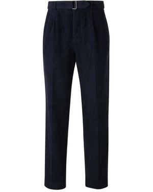 Officine Generale Pleat-Detailed Corduroy Trousers - Blue