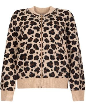 Rene' Derhy Elysee Leopard-Print Zip-Up Cardigan - Black