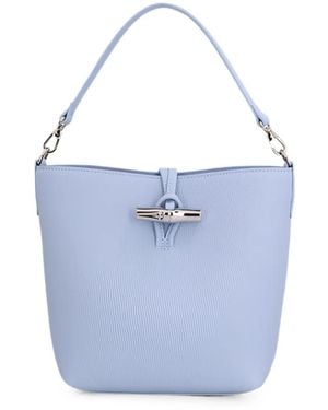 Longchamp Mini Le Roseau Leather Shoulder Bag - Blue