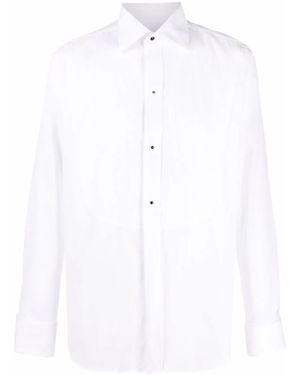 Canali Buttoned Long-Sleeve Tuxedo Shirt - White