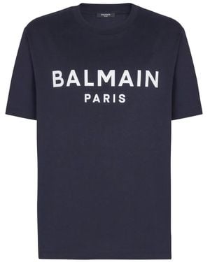 Balmain Printed Cotton T-Shirt - Blue