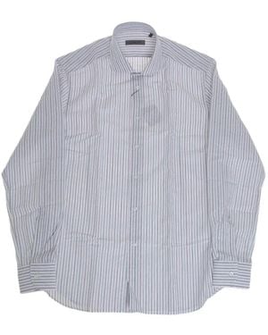 Corneliani Striped French-Collar Shirt - Grey