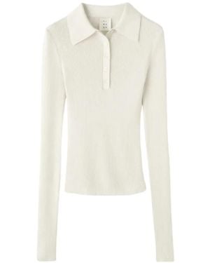 Almada Label Jules Ribbed Polo Top - White