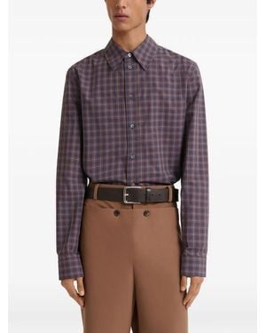 Marni Checked Cotton Shirt - Purple