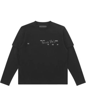 HELIOT EMIL Graphic-Print Cotton Double-Layer T-Shirt - Black