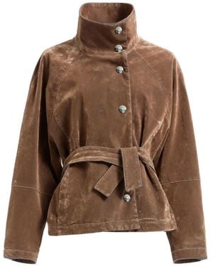 Elie Saab Beflockte Jeansjacke - Braun