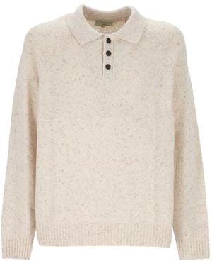 MC2 Saint Barth Alfie Donegal-Knit Long-Sleeve Polo Shirt - White
