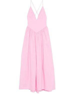 Adriana Degreas V-Neck Straps Maxi Dress - Pink