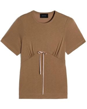 Simone Rocha Gathered Bust Bow T-Shirt - Brown