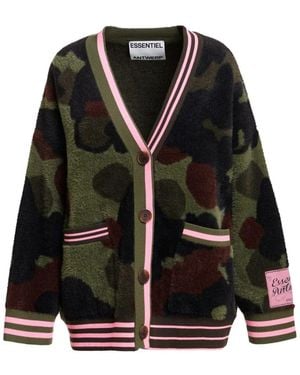 Essentiel Antwerp Kamoo Vest Met Camouflageprint En Gestreepte Afwerking - Zwart