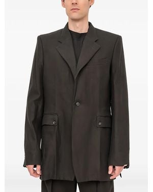 Setchu Single-Breasted Coat - Black