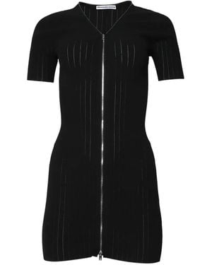 Alexander Wang Pointelle-Knit V-Neck Dress - Black