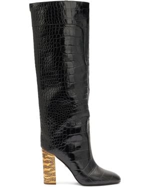 Roberto Cavalli Crocodile-Effect Leather Boots - Black