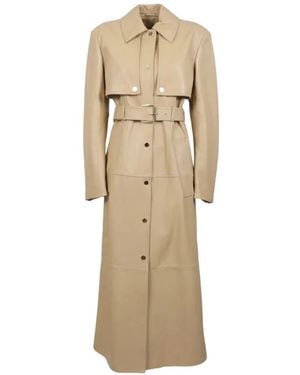 Sportmax Belted Leather Coat - Natural