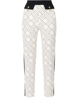 Elisabetta Franchi Logo-Print Two-Colour Trousers - White