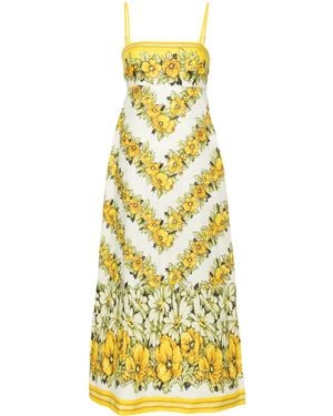 ALÉMAIS Gisela Floral-Print Midi Dress - Yellow