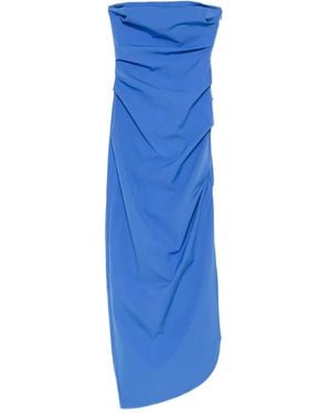 SIR. Robe-Bustier Longue À Design Drapé Sol - Bleu