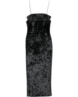 CHRISTIAN BOARO Velvet-Crushed Satin-Panel Dress - Black