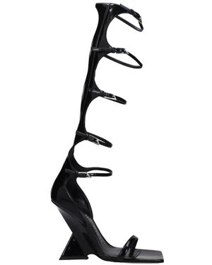 The Attico Patent-Leather Buckle-Strap Sandals - Bianco