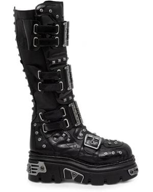 New Rock Stivali Metallic Con Borchie - Nero