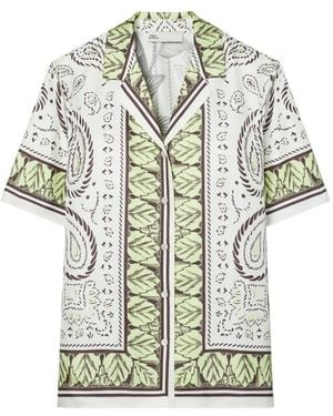 Tory Burch Silk Camp Shirt - White