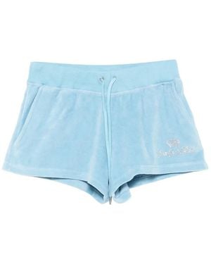 Sporty & Rich X Juicy Couture Short En Velours À Logo Strassé - Blue