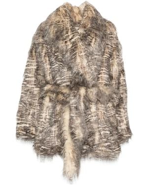 Entire studios Juno Tiger-Print Faux-Fur Coat - Natural