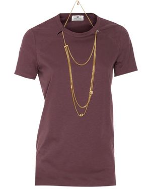 Elisabetta Franchi Chain-Detail T-Shirt - Purple