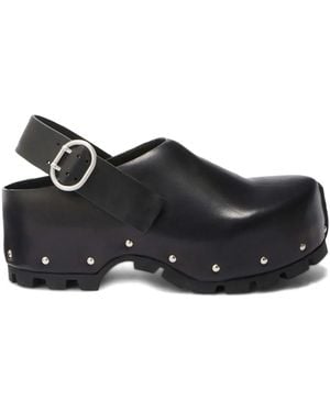 Jil Sander Stud-Embellished Leather Clogs - Black