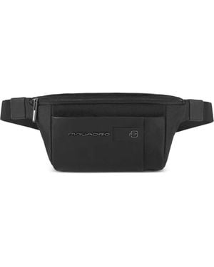 Piquadro Riñonera Bum Con Placa Del Logo - Negro