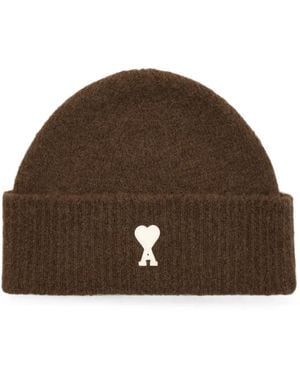 Ami Paris Gorro Con Ami De Coeur - Marrón
