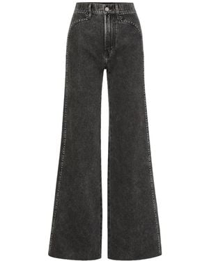 Veronica Beard Grant Stud-Embellished Wide-Leg Jeans - Black