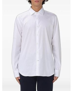 Brooksfield Camisa De Sarga Y Algodón - Blanco
