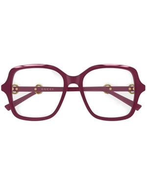 Gucci Eckige Horsebit Brille - Pink