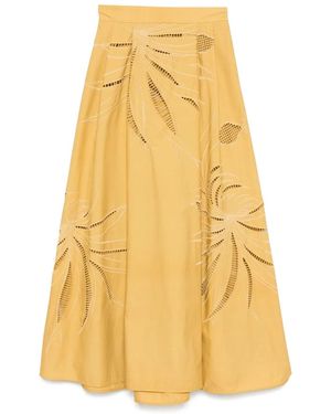 Elie Saab エンブロイダリー スカート - イエロー