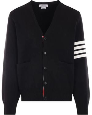 Thom Browne ストライプディテール カーディガン - ブラック