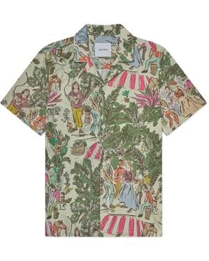 Les Deux Revere-Collar Patterned Shirt - Green