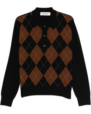 Rohe Polo En Maille Losanges - Noir