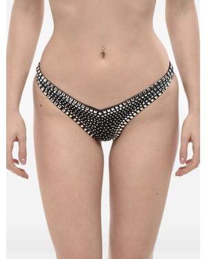 DSquared² Stud-Embellished High-Cut Bikini Bottoms - Black
