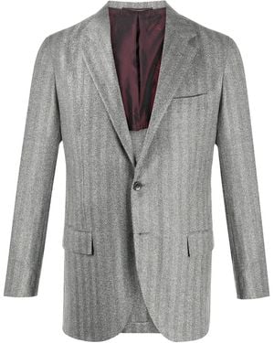 Kiton Pinstripe Print Blazer - Gray