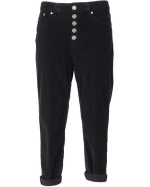 Dondup Button-Embellished Corduroy Pants - Black