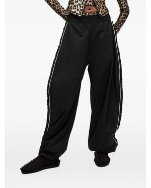 Ganni Ruffled Track Trousers - Black