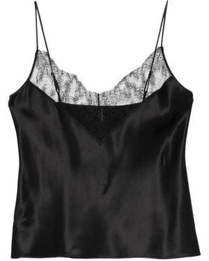 Carine Gilson Lace-Detail Satin Camisole - Black