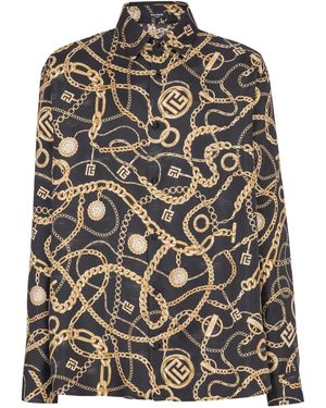 Balmain Hemd Mit Grafischem Print - Grau