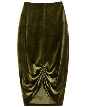 Valentino Garavani Falda Midi De Terciopelo - Verde